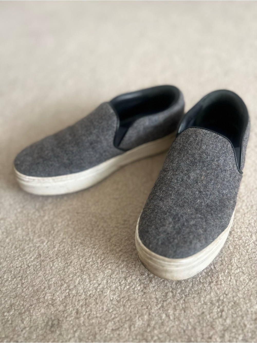 Celine Women's Slip-On Sneakers in Gray with White Sole